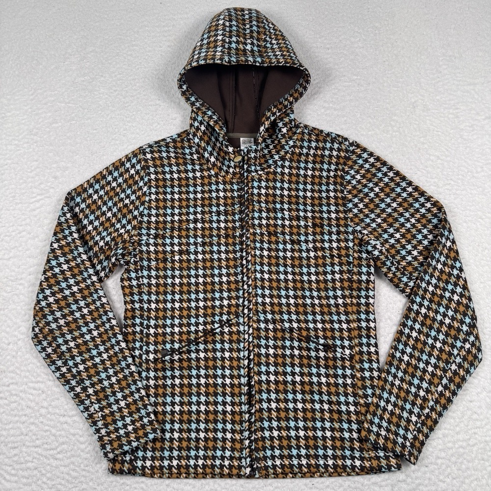Burton Jacket Women's Medium Cheyenne Full Zip‎ Houndstooth Hooded Soft Shell